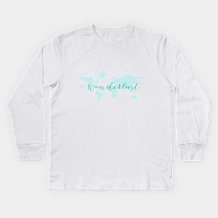 Wanderlust, desire to travel, world map Kids Long Sleeve T-Shirt